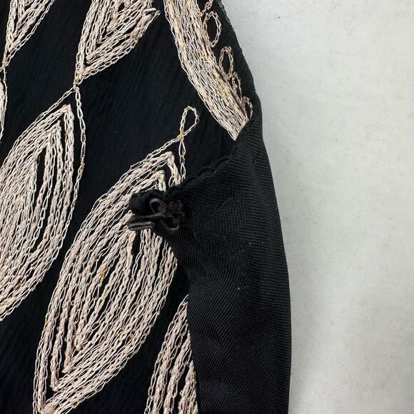 VTG Stenay Black/Gold/Cream Silk Jacket WMNS L Wheat Diamond Embroidered Lined - Picture 4 of 10